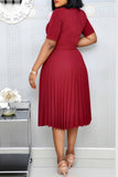Casual Solid Split Joint Tear With Belt O Neck A Line Dresses
