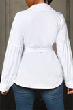 Casual Daily Solid With Belt Shirt Collar Tops