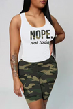 Casual Camouflage Print Split Joint U Neck Sleeveless Two Pieces