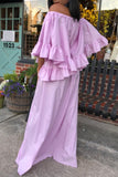 Fashion Casual Solid Split Joint Off the Shoulder Long Dress