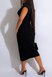 Casual Solid Patchwork V Neck Sleeveless Dress