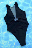 Sexy Solid Hollowed Out Patchwork See-through Backless Swimwears (With Paddings)
