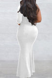 Elegant Solid Patchwork Hot Drill Oblique Collar Long Dress Dresses