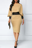 Casual Elegant Solid Split Joint Asymmetrical O Neck Pencil Skirt Dresses