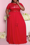 Casual Bandage O Neck Plus Size Two Pieces