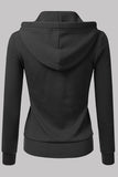 Fashion Casual Solid Split Joint Zipper Hooded Collar Outerwear