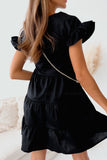 Casual Solid Patchwork Fold Stringy Selvedge O Neck A Line Dresses
