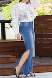 Fashion Casual Solid Slit Plus Size Jeans