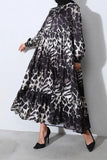 Casual Print Leopard Patchwork Printing O Neck Printed Dress Dresses