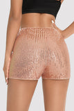Casual Patchwork Sequins Straight High Waist Conventional Patchwork Shorts