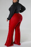 Casual Solid Patchwork Plus Size Trousers