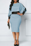 Casual Elegant Solid Split Joint Asymmetrical O Neck Pencil Skirt Dresses