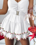 Floral Pattern Ruched Mini Dress