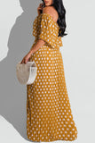 Fashion Casual Dot Print Backless Off the Shoulder Long Dress Dresses