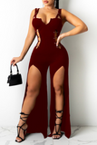 Sexy Solid Hollowed Out Spaghetti Strap Skinny Jumpsuits