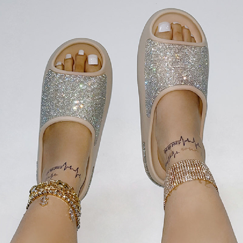 Casual Daily Living Patchwork Rhinestone Round Comfortable Shoes