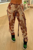 Fashion Casual Camouflage Print Split Joint Regular Mid Waist Conventional Full Print Bottoms