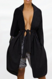 Casual Solid Bandage Backless V Neck Outerwear
