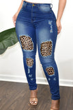 Casual Solid Ripped Make Old Split Joint High Waist Denim Jeans