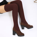 Casual Patchwork Solid Color Keep Warm Comfortable Shoes (Heel 8CM High)