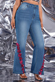 Casual Street Solid Split Joint Plus Size Jeans