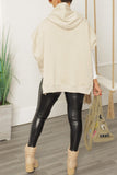 Casual Daily Solid Slit Solid Color Hooded Collar Tops