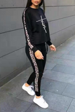 Casual Leopard O Neck Long Sleeve Two Pieces