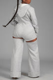 Fashion Sexy Solid Zipper Hollowed Out U Neck Regular Jumpsuits