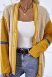 Casual Patchwork Cardigan Contrast Outerwear