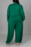 Fashion Casual Solid Basic V Neck Plus Size Jumpsuits (Without Belt)