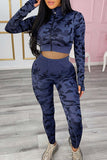 Casual Camouflage Print Split Joint Zipper Zipper Collar Long Sleeve Two Pieces