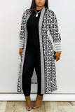 Casual Daily Print Printing Cardigan Collar Plus Size Outerwear