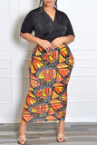 Fashion Casual Print Slit Plus Size Skirt