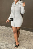 Fashion Casual Solid Basic Hooded Collar Long Sleeve Dresses