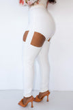 Fashion Casual Solid Ripped Hollowed Out High Waist Skinny Jeans