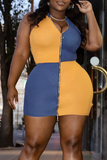 Sexy Solid Split Joint Turndown Collar Pencil Skirt Plus Size Dresses