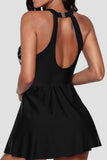 Casual Print Hollowed Out Split Joint Backless Swimwears