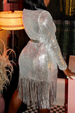 Fashion Solid Tassel Sequins V Neck Straight Dresses