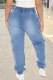 Fashion Casual Solid Basic High Waist Regular Denim Jeans