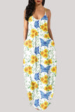Fashion Sexy Casual Butterfly Print Backless Spaghetti Strap Long Dress Dresses