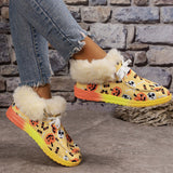 Casual Patchwork Frenulum Printing Round Keep Warm Comfortable Out Door Shoes