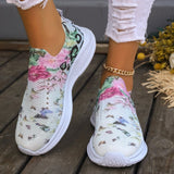 Casual Patchwork Printing Round Mesh Breathable Comfortable Out Door Shoes