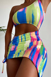 Fashion Sexy Print Backless Swimwears Beach Skirt Set