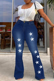 Fashion Casual The stars Patchwork High Waist Regular Denim Jeans
