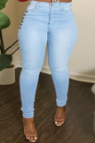 Fashion Casual Solid Rivets Plus Size Jeans