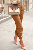 Casual Solid Split Joint Fold Regular High Waist Pencil Solid Color Bottoms