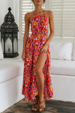 Sexy Vacation Floral Bandage Halter Beach Dress Dresses