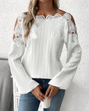 Heart Pattern Lace Patch Top