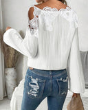 Heart Pattern Lace Patch Top