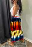 Fashion Casual Print Tie Dye Hollowed Out Regular High Waist Skirt
